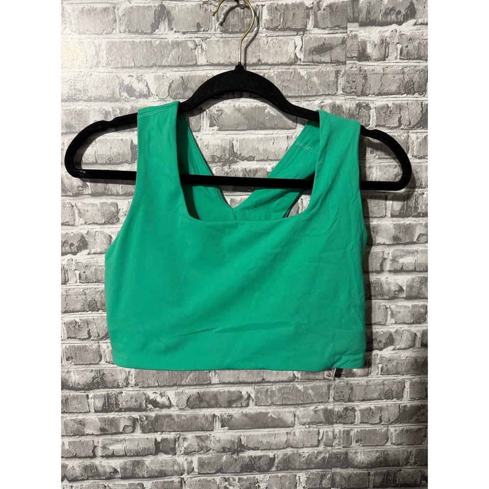 Free People FP Movement Free Throw Crop Top Kelly Green Criss Cross Back Large